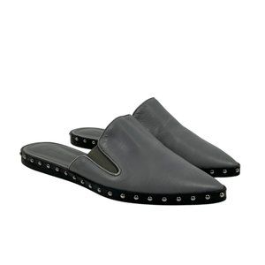 Jenni Kayne Gray Studded Leather Slip On Mule Shoes